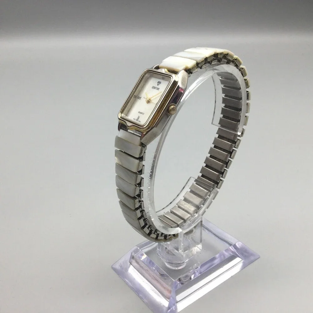 Vintage Gemtime Quartz Watch Womens 21mm Silver Gold Tone MOP Dial New Battery - Picture 4 of 14